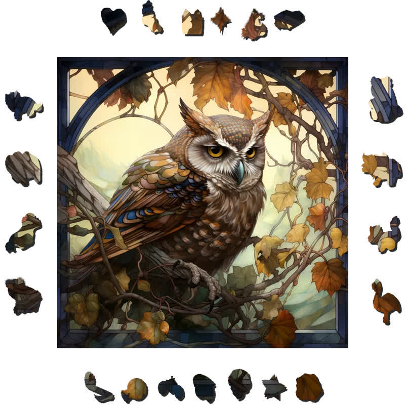Cute and delicate owl - Wooden Jigsaw Puzzle - image 1