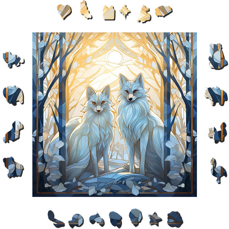 White snow fox - Wooden Jigsaw Puzzle - image 1