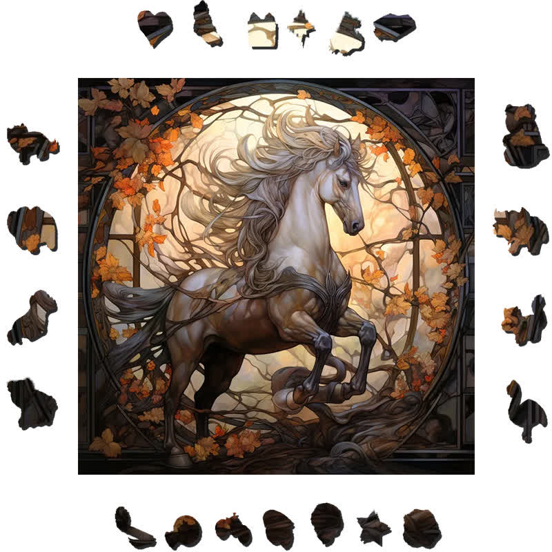 Wild white horse - Wooden Jigsaw Puzzle - image 1