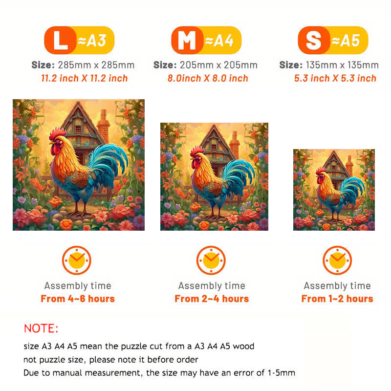 Flower Garden Rooster - Wooden Jigsaw Puzzle - image 2