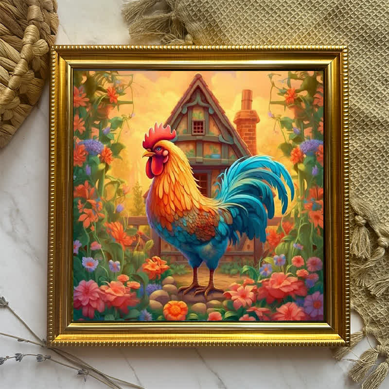 Flower Garden Rooster - Wooden Jigsaw Puzzle - image 3