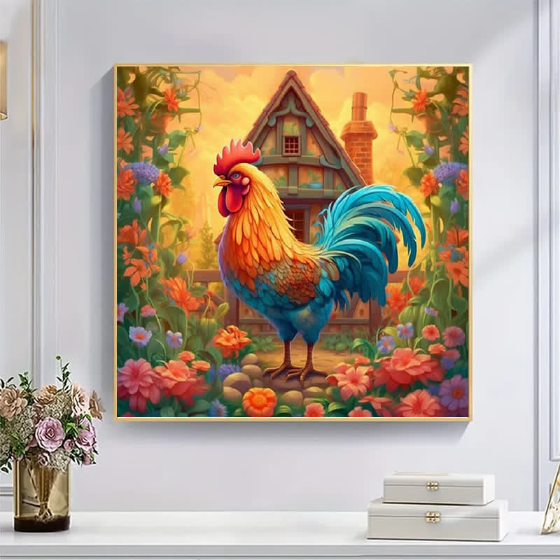 Flower Garden Rooster - Wooden Jigsaw Puzzle - image 7
