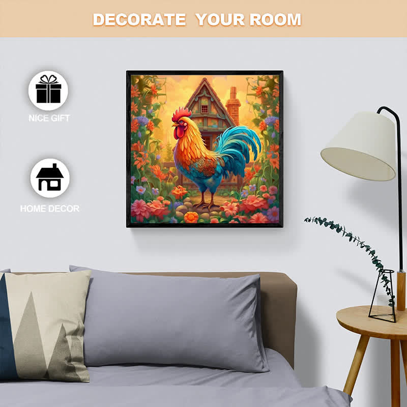 Flower Garden Rooster - Wooden Jigsaw Puzzle - image 6