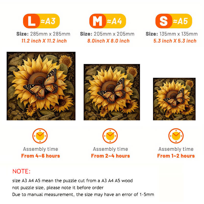 Sunflower Butterfly - Wooden Jigsaw Puzzle - image 3