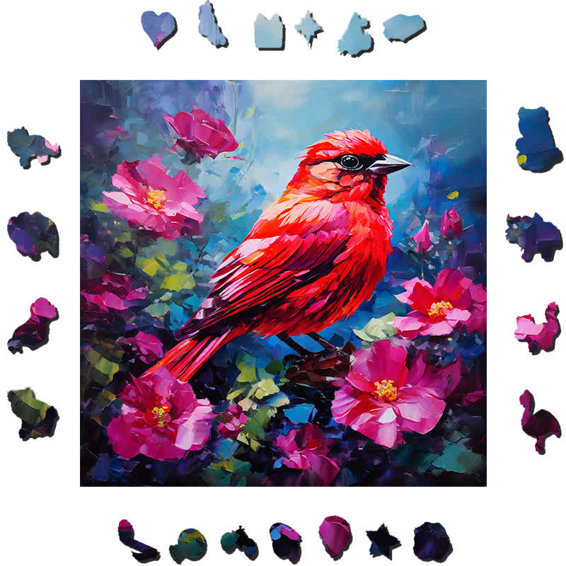 Bird Northern Cardinal - Wooden Jigsaw Puzzle - image 1