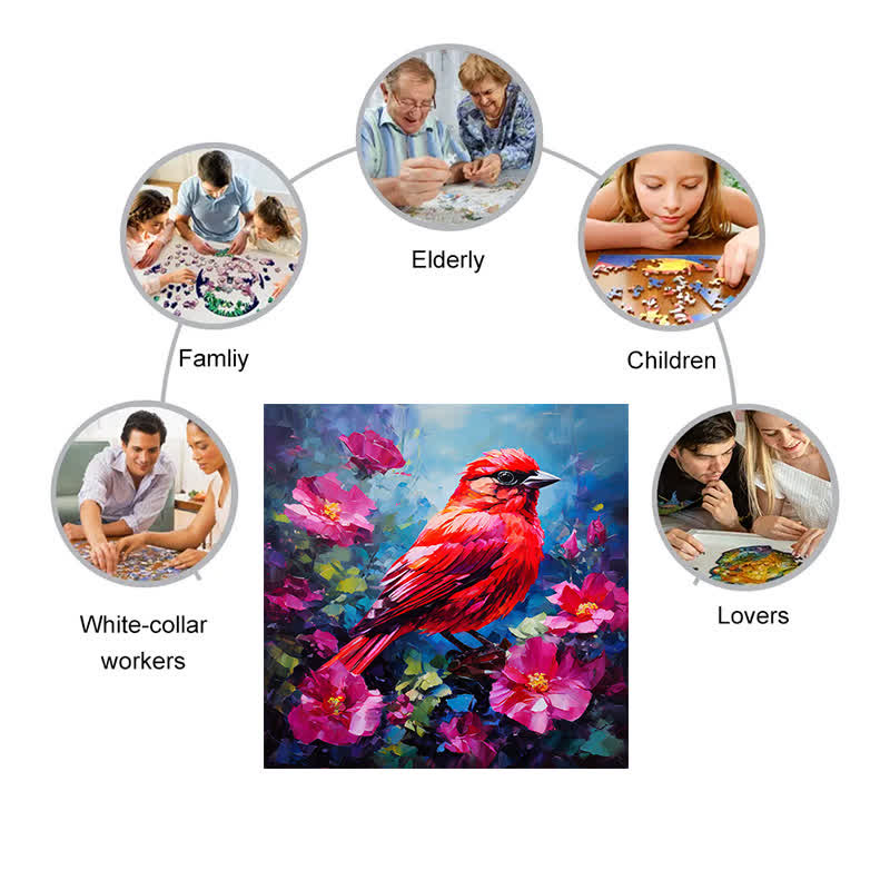 Bird Northern Cardinal - Wooden Jigsaw Puzzle - image 3