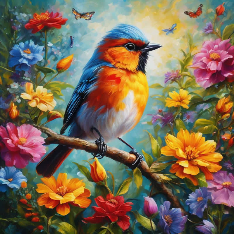 "beautiful birds and butterflies around" -  Wooden Jigsaw Puzzle - A3 - Wooden Gift Packaging - image 0