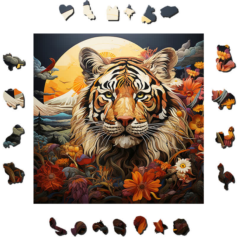 Tiger In The Moonlight - Wooden Jigsaw Puzzle - image 1