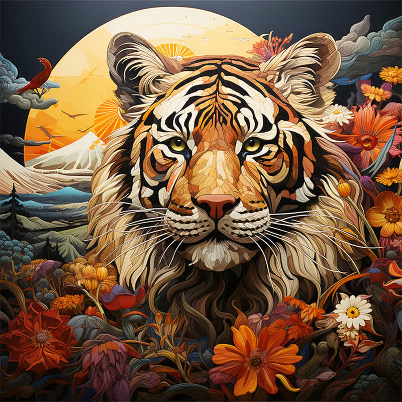 Tiger In The Moonlight - Wooden Jigsaw Puzzle - A3 - Wooden Gift Packaging - image 0