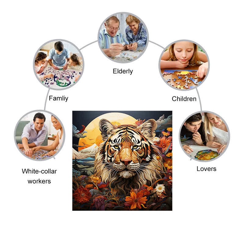 Tiger In The Moonlight - Wooden Jigsaw Puzzle - image 6