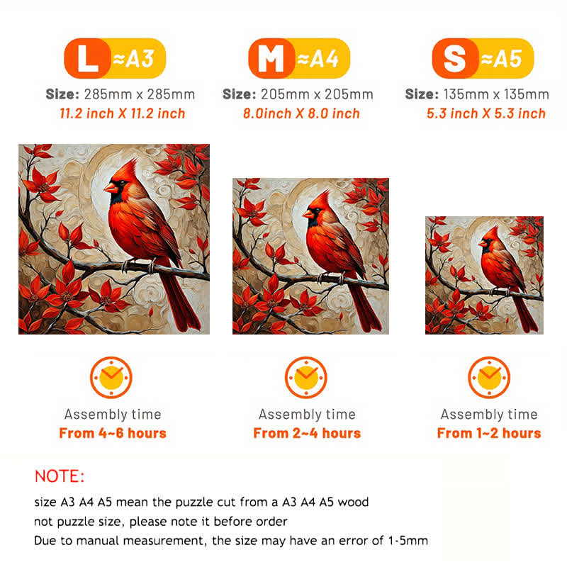 Cardinal Bird  -  Wooden Jigsaw Puzzle - image 3