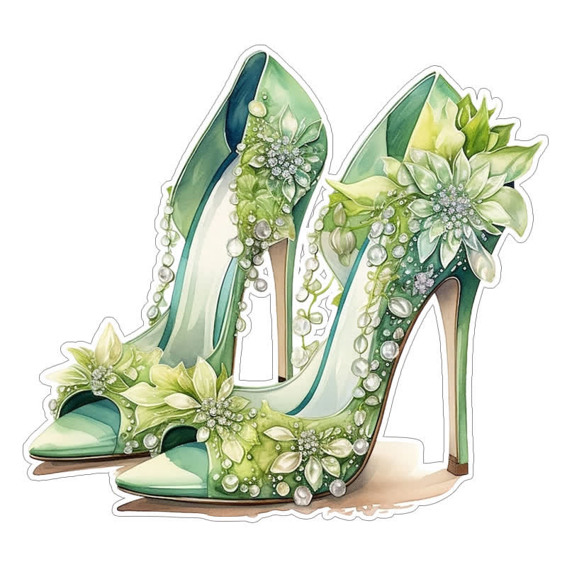 Vintage Green High Heel Shoes - Wooden Jigsaw Puzzle - A3 - Wooden Gift Packaging - image 0