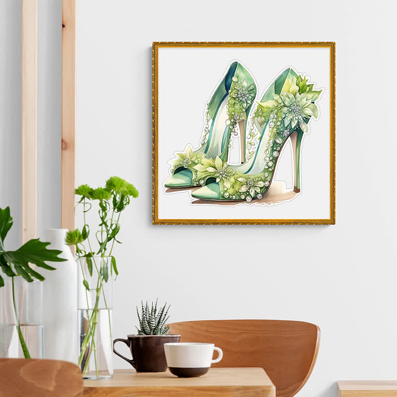 Vintage Green High Heel Shoes - Wooden Jigsaw Puzzle - image 5