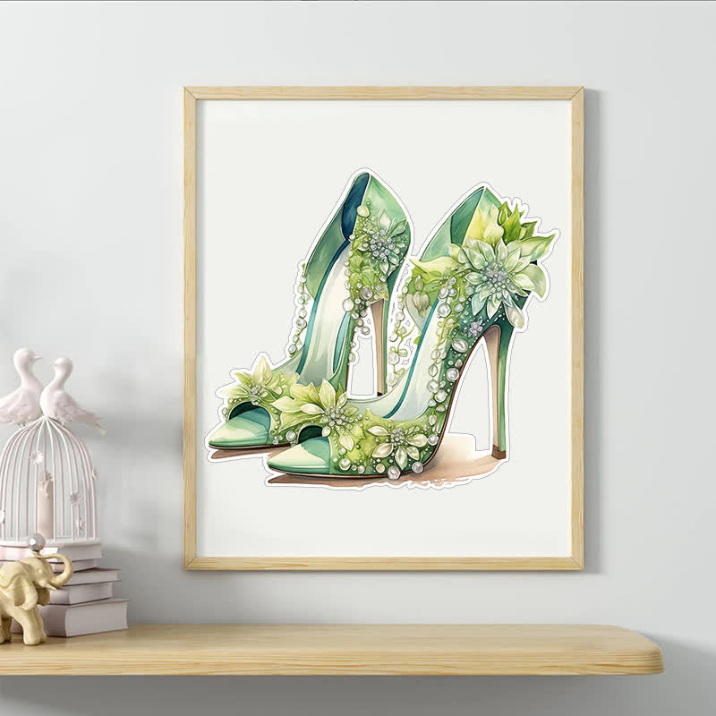 Vintage Green High Heel Shoes - Wooden Jigsaw Puzzle - image 6
