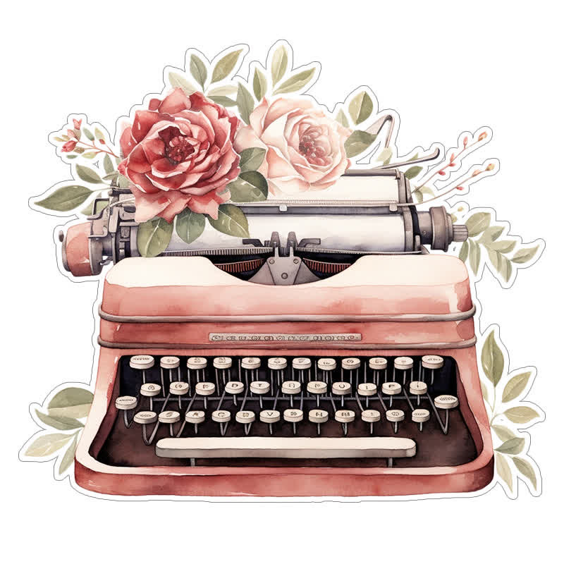 Vintage Flower Typewriter - Wooden Jigsaw Puzzle - A3 - Wooden Gift Packaging - image 0