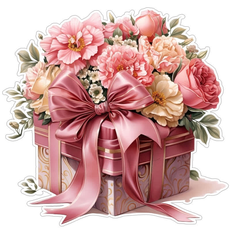Pink Gift Box Flowers - Wooden Jigsaw Puzzle - A3 - Wooden Gift Packaging - image 0
