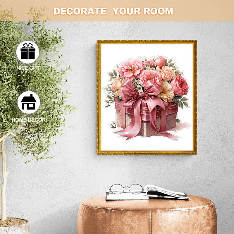 Pink Gift Box Flowers - Wooden Jigsaw Puzzle - image 7