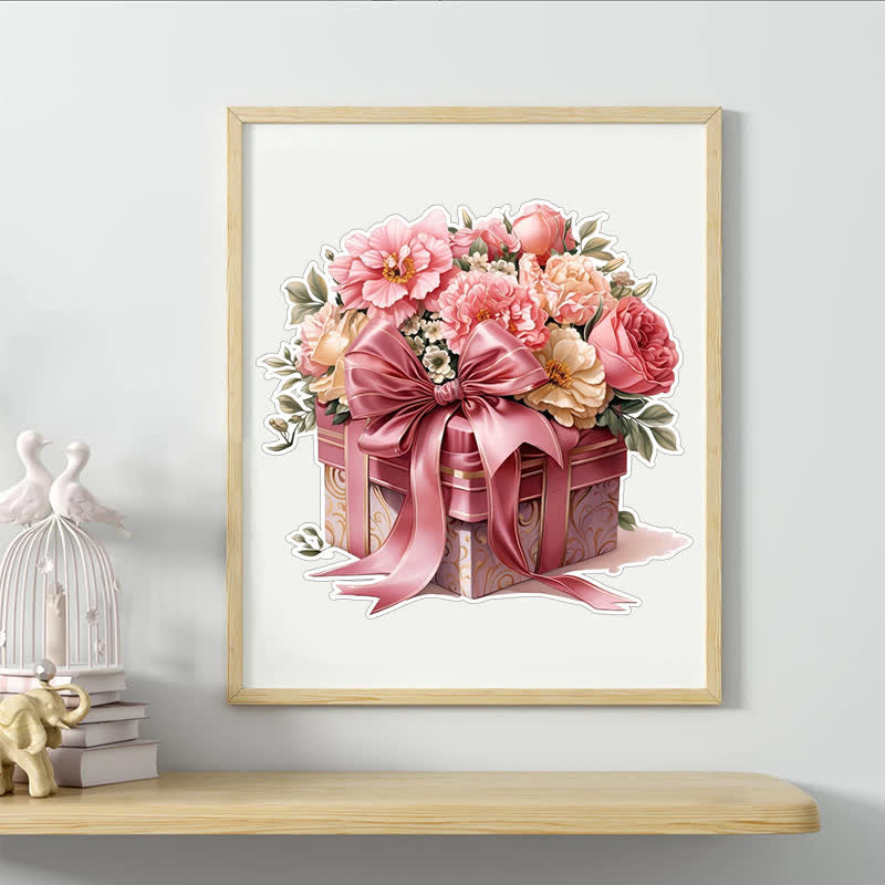 Pink Gift Box Flowers - Wooden Jigsaw Puzzle - image 6
