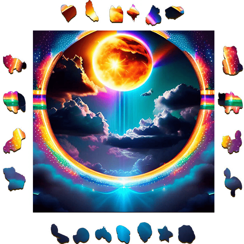 A Rainbow portal in the sky - Wooden Jigsaw Puzzle - image 1