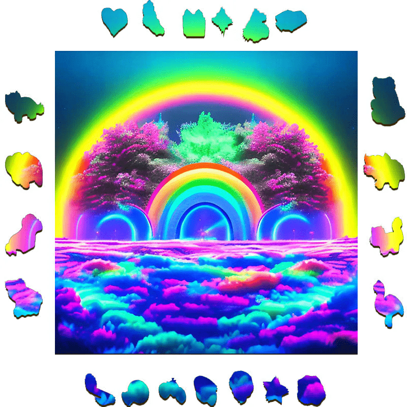 Rainbow Bliss Midjourney - Wooden Jigsaw Puzzle - image 1