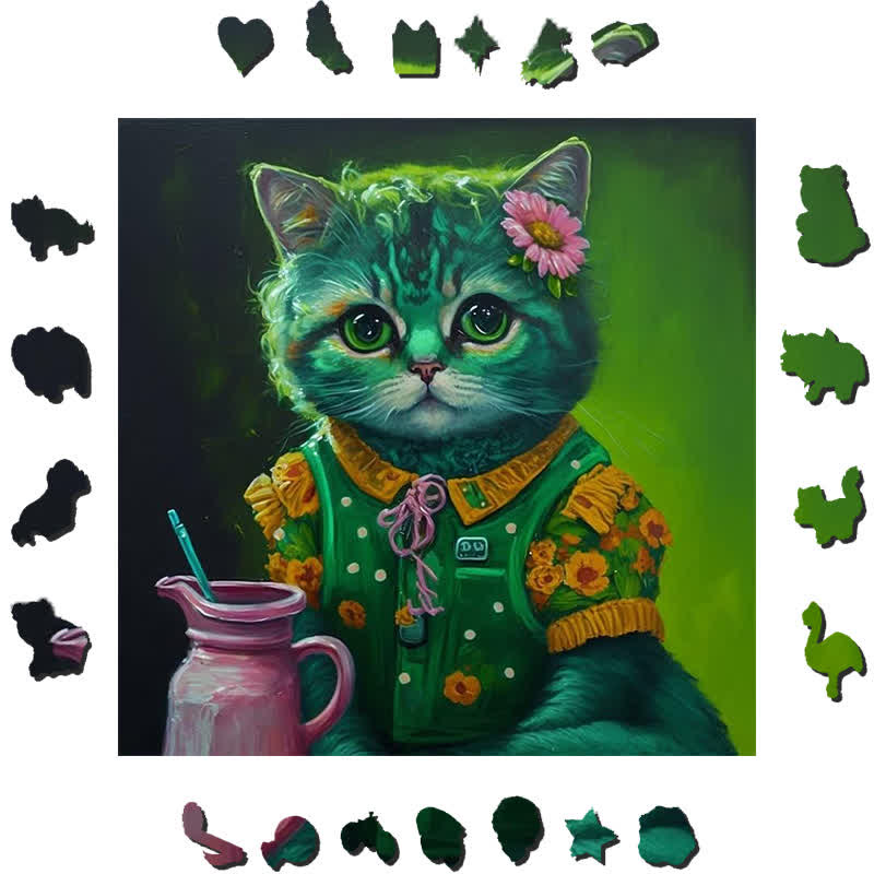 Milk Cat - Wooden Jigsaw Puzzle - image 1