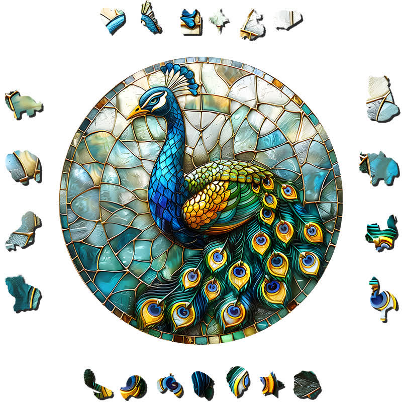 Peacock Tail Feathers  - Wooden Jigsaw Puzzle - image 1