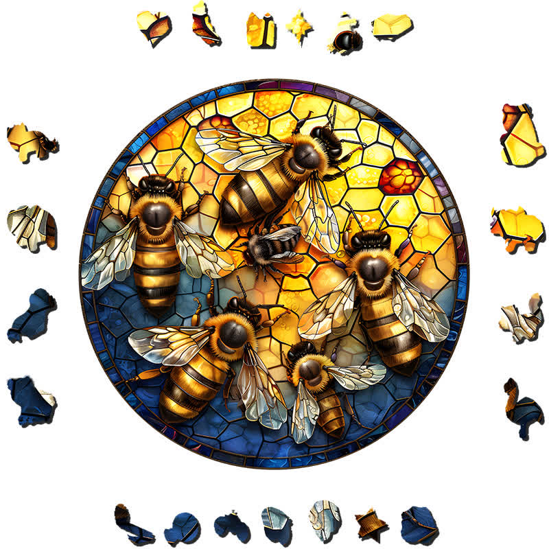 Swarm of bees on hive - Wooden Jigsaw Puzzle - image 1