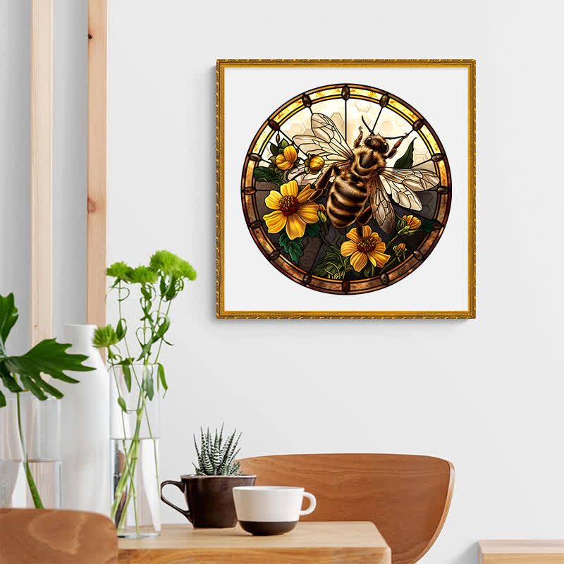 Large Bumble Bee on Spring Flowers - Wooden Jigsaw Puzzle - image 5