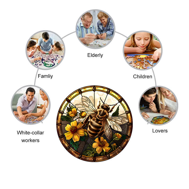 Large Bumble Bee on Spring Flowers - Wooden Jigsaw Puzzle - image 3