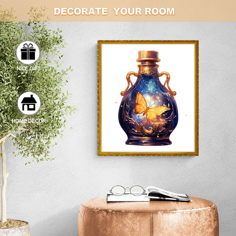 Golden butterfly flying in glass bottle - Wooden Jigsaw Puzzle - image 7