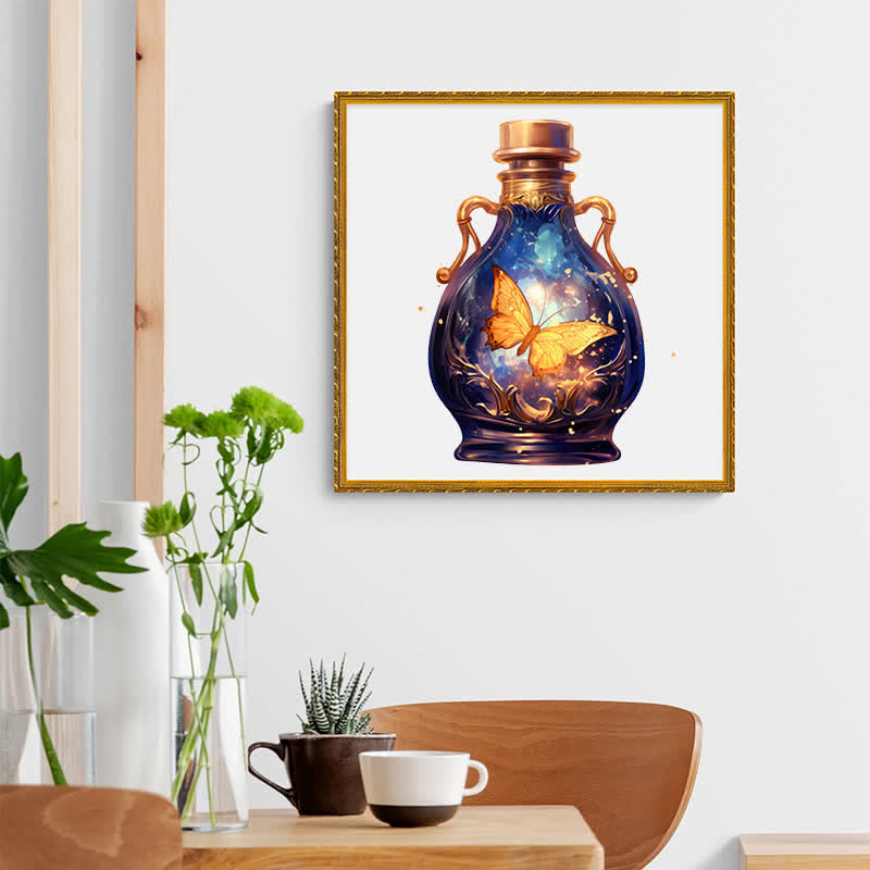 Golden butterfly flying in glass bottle - Wooden Jigsaw Puzzle - image 5