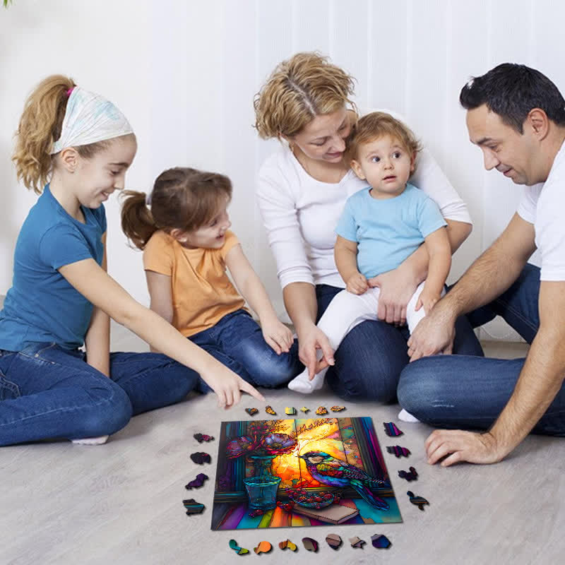 Sparrow on the windowsill - Wooden Jigsaw Puzzle - image 2