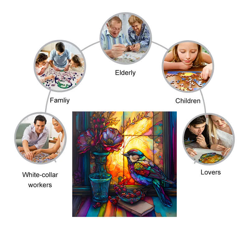 Sparrow on the windowsill - Wooden Jigsaw Puzzle - image 5