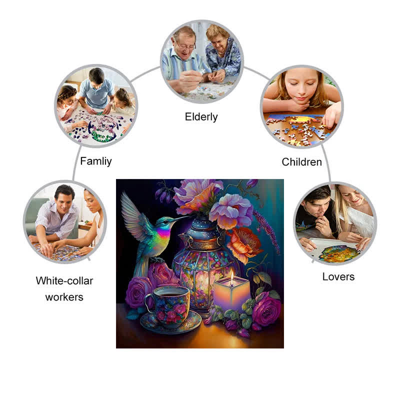 Mystical Hummingbird Tea Party - Wooden Jigsaw Puzzle - image 5