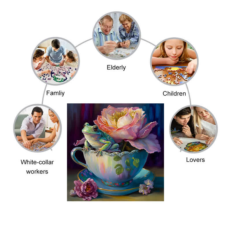 Frog in tea cup Tea  - Wooden Jigsaw Puzzle - image 7