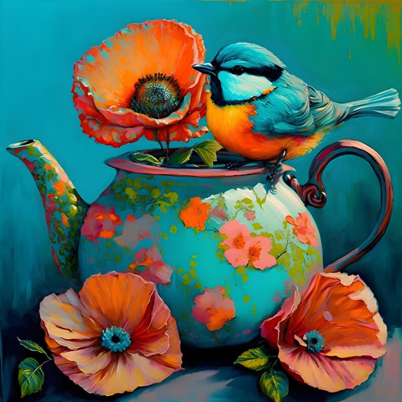 Blue Bird's Tea break dessert party  - Wooden Jigsaw Puzzle - A3 - Wooden Gift Packaging - image 0