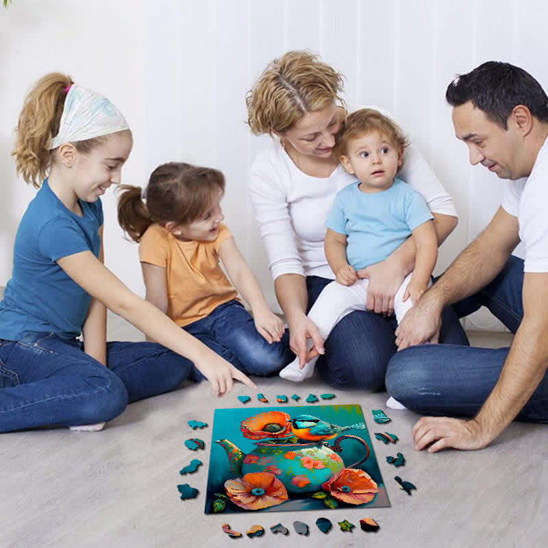 Blue Bird's Tea break dessert party  - Wooden Jigsaw Puzzle - image 2