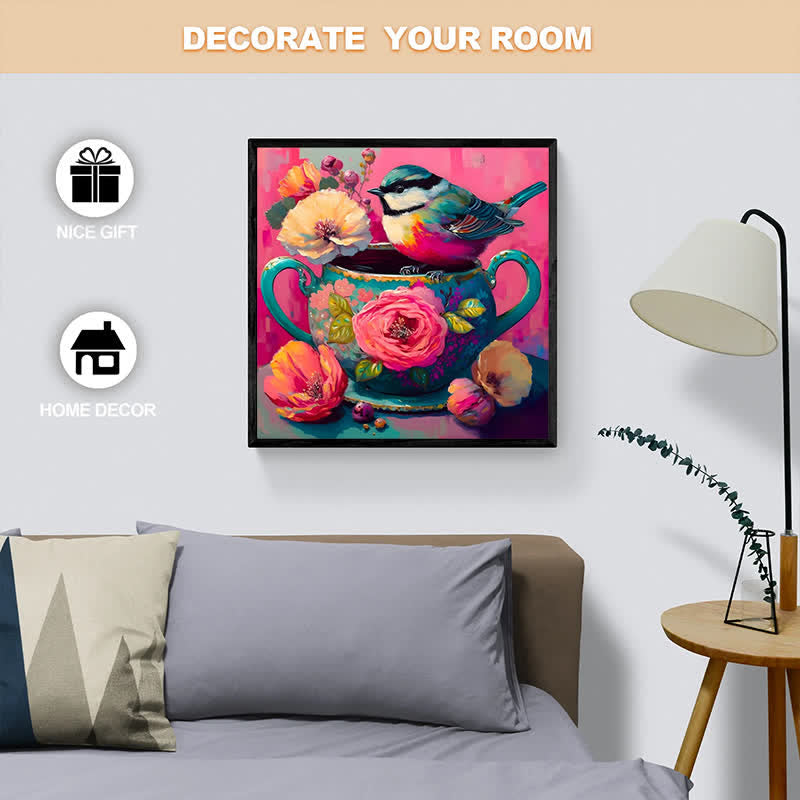 Pink Bird's Tea break dessert party - Wooden Jigsaw Puzzle - image 7