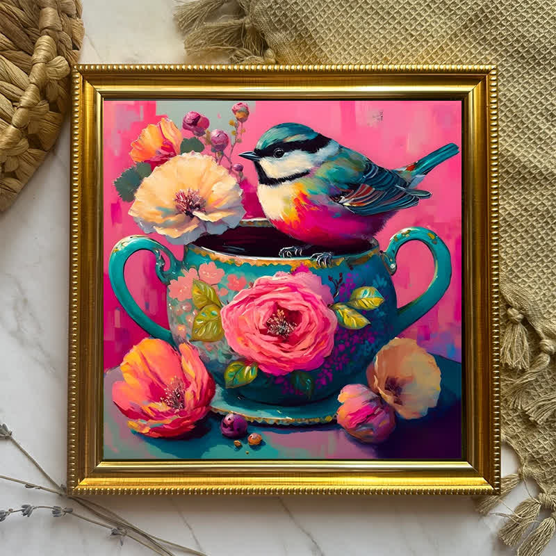 Pink Bird's Tea break dessert party - Wooden Jigsaw Puzzle - image 5