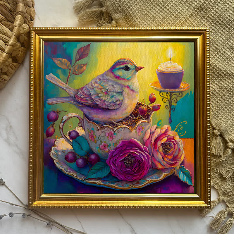 Bird in tea cup Tea - Wooden Jigsaw Puzzle - image 2