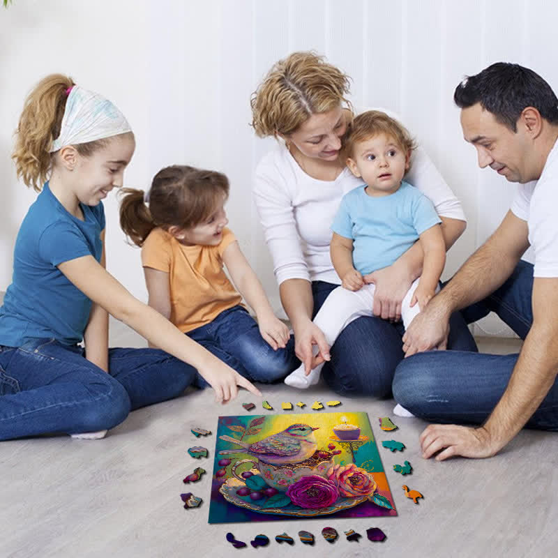 Bird in tea cup Tea - Wooden Jigsaw Puzzle - image 4