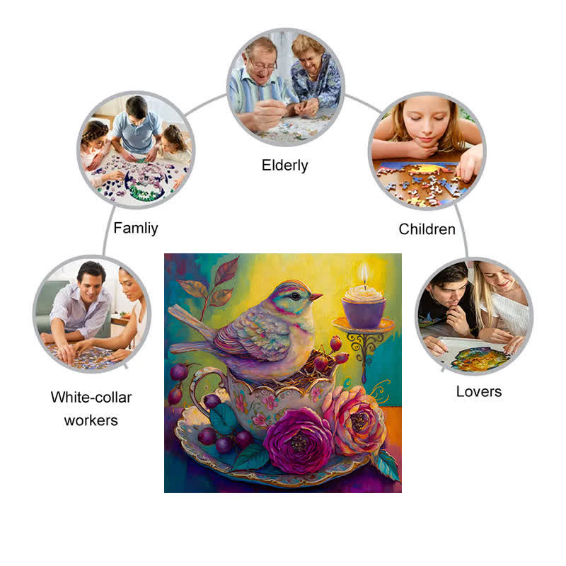 Bird in tea cup Tea - Wooden Jigsaw Puzzle - image 6