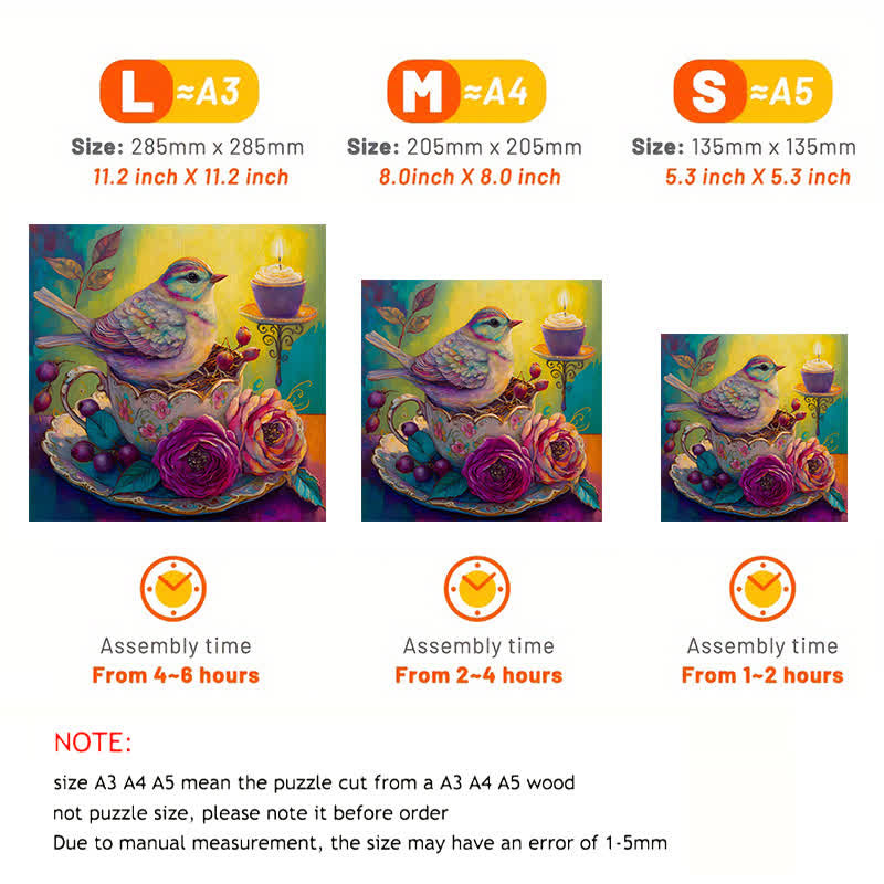 Bird in tea cup Tea - Wooden Jigsaw Puzzle - image 3