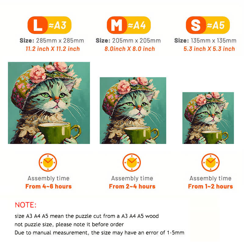 Stella Bonnet Hat Cat - Wooden Jigsaw Puzzle - image 2