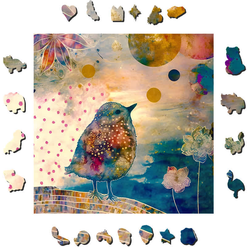 Whimsical bird - Wooden Jigsaw Puzzle - image 1