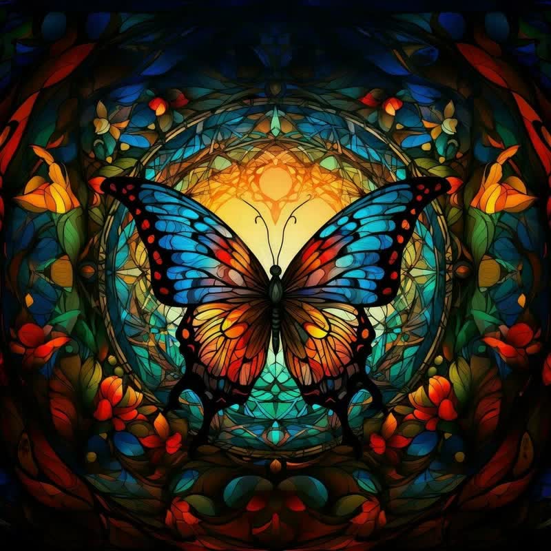 Brightly colored butterfly in a forest - Wooden Jigsaw Puzzle - A3 - Wooden Gift Packaging - image 0