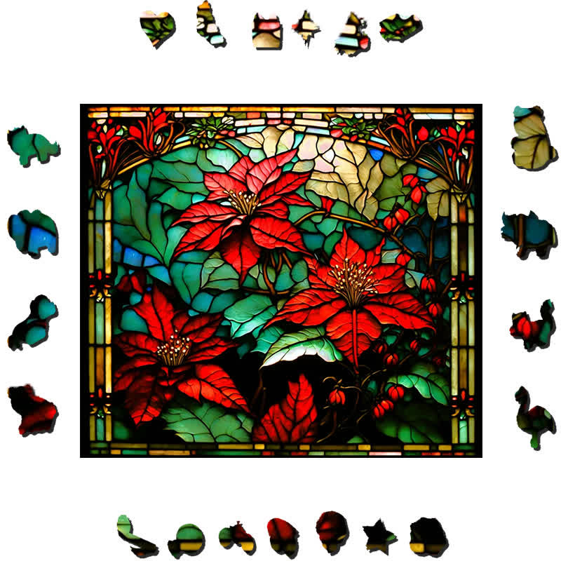 poinsettia - Wooden Jigsaw Puzzle - image 1