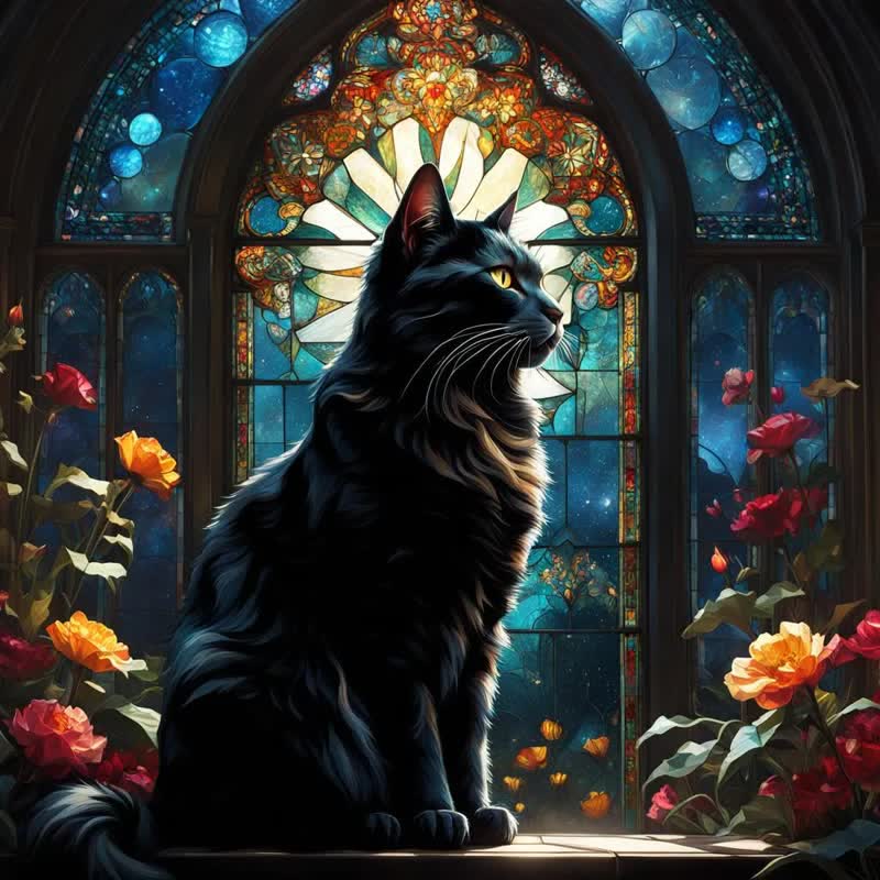 Black Cat With Glass - Wooden Jigsaw Puzzle - A2 (500 PCS)  - Wooden Gift Packaging - image 0