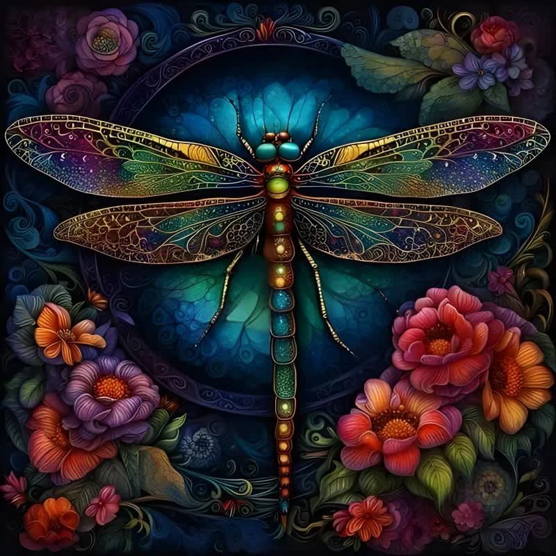 Magical Dragonfly with Flower - Wooden Jigsaw Puzzle - A3 - Wooden Gift Packaging - image 0