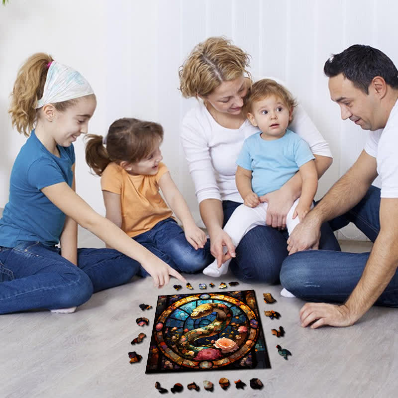 Snake With Rose - Wooden Jigsaw Puzzle - image 2